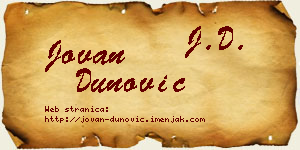 Jovan Dunović vizit kartica
